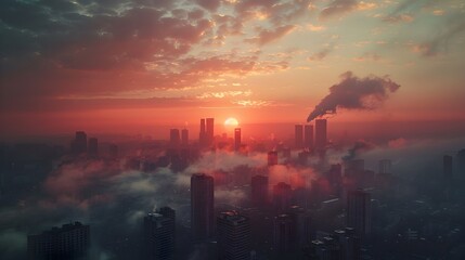 Hopeful Sunrise Over Advanced City with Reduced Smog and Vibrant Color Palette