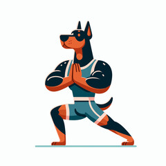 Doberman Pinscher Wear fitness outfits, doing exercise and yoga poses, Funny and Cool, Design for Yoga Lover, Svg Eps Vector illustration