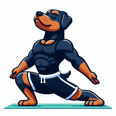 Rottweiler Wear fitness outfits, doing exercise and yoga poses, Funny and Cool, Design for Yoga Lover, Svg Eps Vector illustration