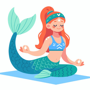 Mermaid Wear fitness outfits, doing exercise and yoga poses, Funny and Cool, Design for Yoga Lover, Svg Eps Vector illustration