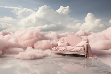 Cozy pink cushion in the pink clouds