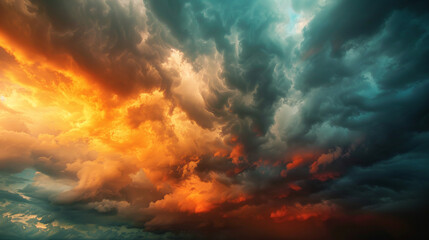 Dramatic sky. Epic storm cloudscape, AI Generative.