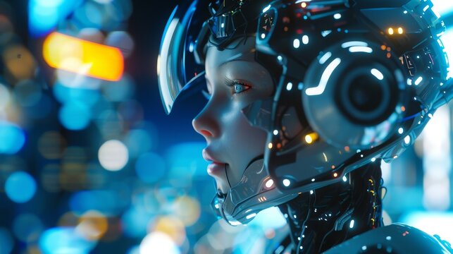 robot female cute futuristic background beautiful, modern, background concept, hi-tech, technology, beautiful, future concept 3D 