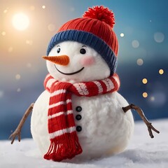 snowman with red scarf