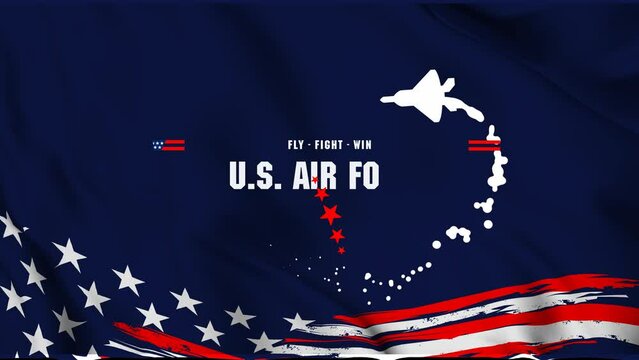 Animated US Air Force Birthday. US Air Force. motion September 18. Poster, Template, Card, Banner, Background Design,