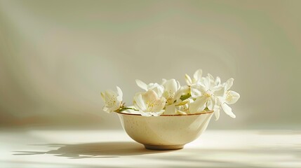 Obraz na płótnie Canvas A small porcelain teacup filled with blooming jasmine tea