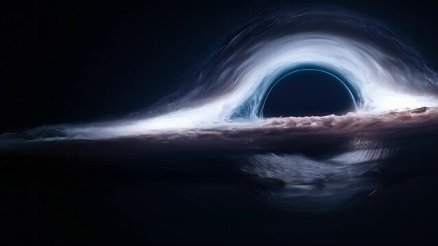 Witness the mesmerizing motion of Gargantua, a conceptual black hole, set against the cosmos, serving as a profound background that captures the mystery and magnificence of the universe.