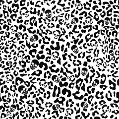 
animal print leopard seamless black white pattern, fashion illustration cat texture