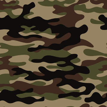 
Camouflage background seamless vector military pattern, classic fabric texture, army print.