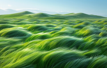 A prairie where the wind draws patterns in the grass, creating a living tapestry of movement,  vibrant Color