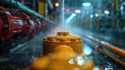sprinkler head injection to cooling tower - obrazy, fototapety, plakaty