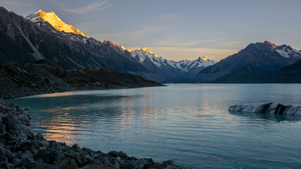 Near the end of the Golden Hour at Tasman Glacier