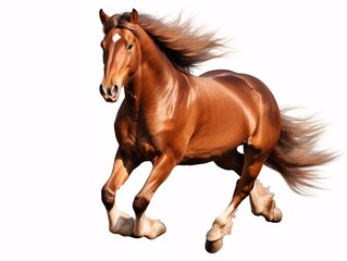 a horse running with a long mane