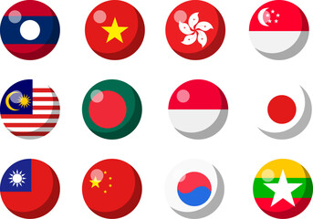 East Asia Flag Ball - obrazy, fototapety, plakaty