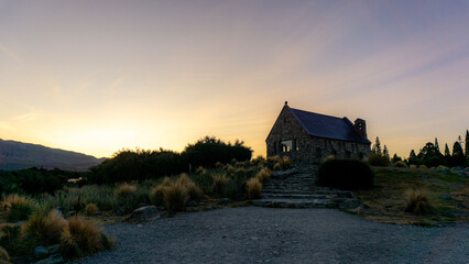 Church of the good Sheppard in golden hue