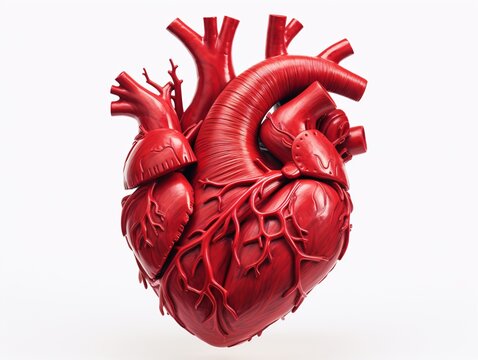 a red human heart with veins