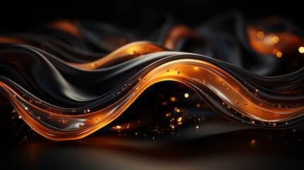 Black Orange Waving Curved Lines in A dynamic Flow Movement. Motion Abstract 