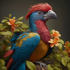 Obraz premium exotic bird covered in ross. Ai generate 