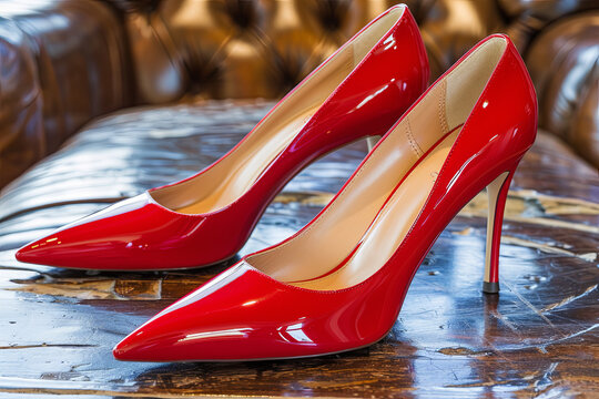 Pair of red high heels