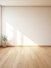 a floor in an empty room with the beige wall