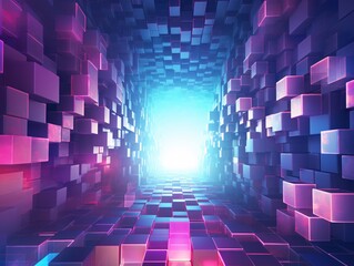 a tunnel with many cubes
