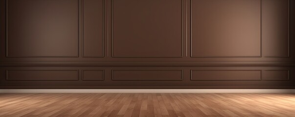 a floor in an empty room with the brown wall