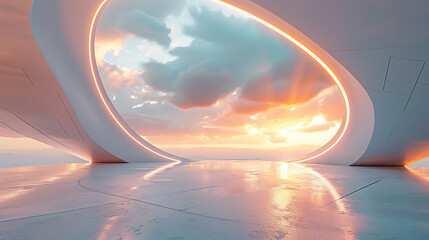 luxury Abstract of curved architectural future modern design
