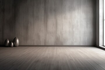 a floor in an empty room with the gray wall