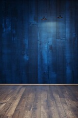 a floor in an empty room with the indigo wall