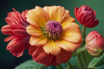 red and yellow dahlia. Ai generate 