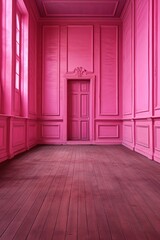 a floor in an empty room with the magenta wall