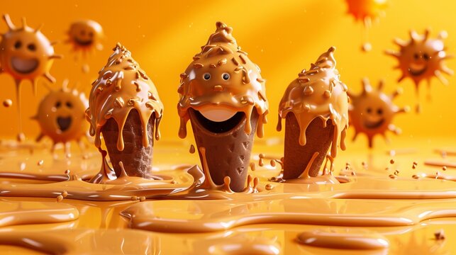 emoji image consisting of flowing chocolate from ice cream melting from the heat of the sun