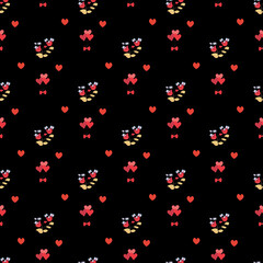Free vector pink flowers pattern on black background