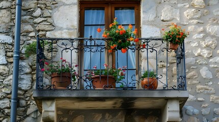 Fototapeta na wymiar window with flowers in the village