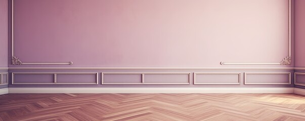 a floor in an empty room with the mauve wall - obrazy, fototapety, plakaty