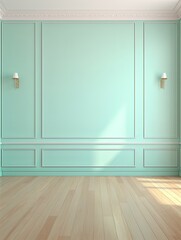 a floor in an empty room with the mint wall
