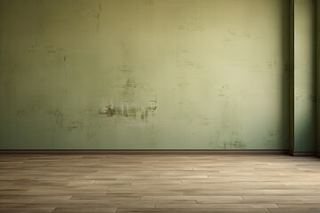 a floor in an empty room with the olive wall