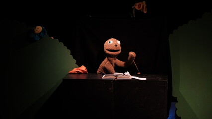 puppet show prepared for children on the theater stage