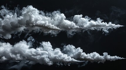 The sets of fog, white clouds, or haze on black backgrounds are suitable for designs - obrazy, fototapety, plakaty