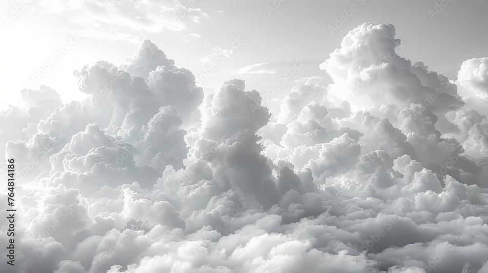 Poster Creating a cut-out cloud element design that can be used for a variety of purposes. White clouds isolated on white background.