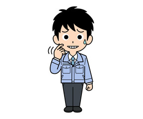 動揺する営業マンの男性