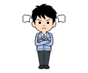 怒っている営業マンの男性