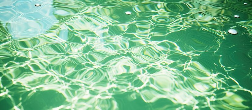 An image showcasing a close-up view of a pristine pool with transparent water and a vibrant green surface