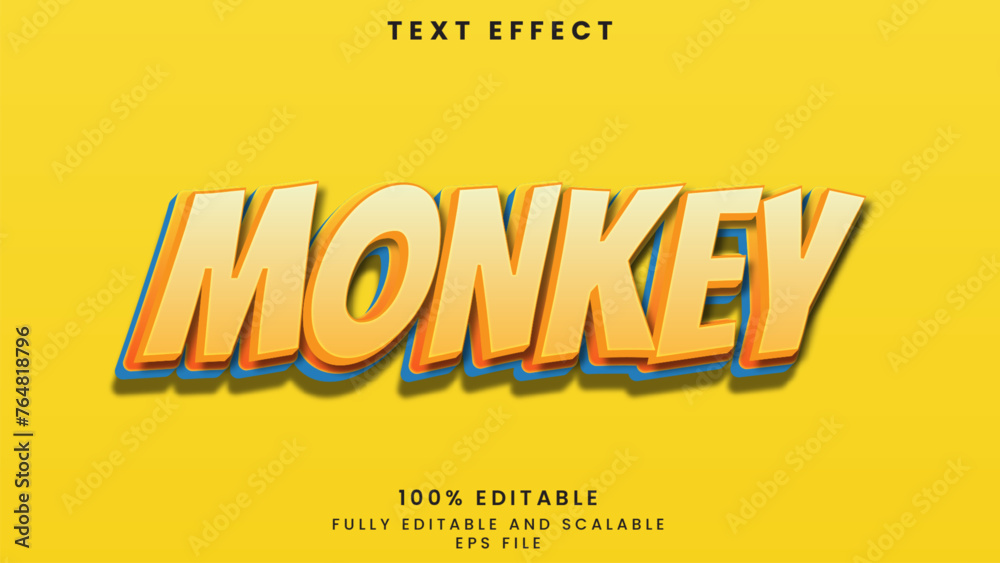 Wall mural monkey editable text effect with orange background