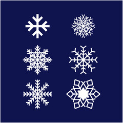 Vector White Snowflakes elements with Red Background