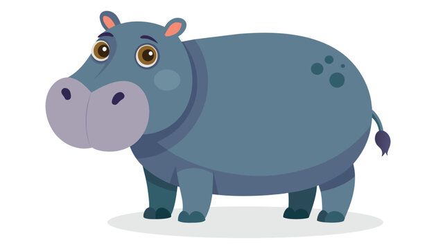  Hippopotamus Animal flat isolated vector illustration