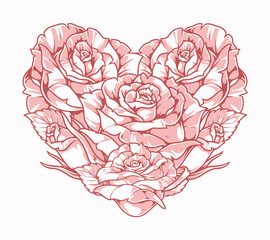 Fototapeta premium Heart of flowers emblem colorful