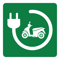 The electric Bike charging point sign on green background drawing by illustration.