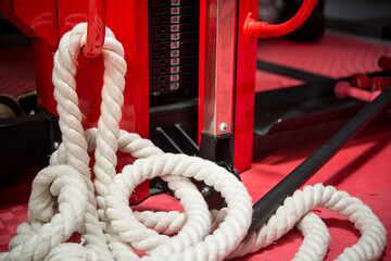 Thick rope for crossfit training in the gym