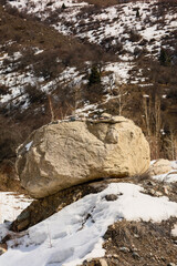 mountain river in winter